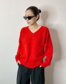 Red V Neck Knit #241210